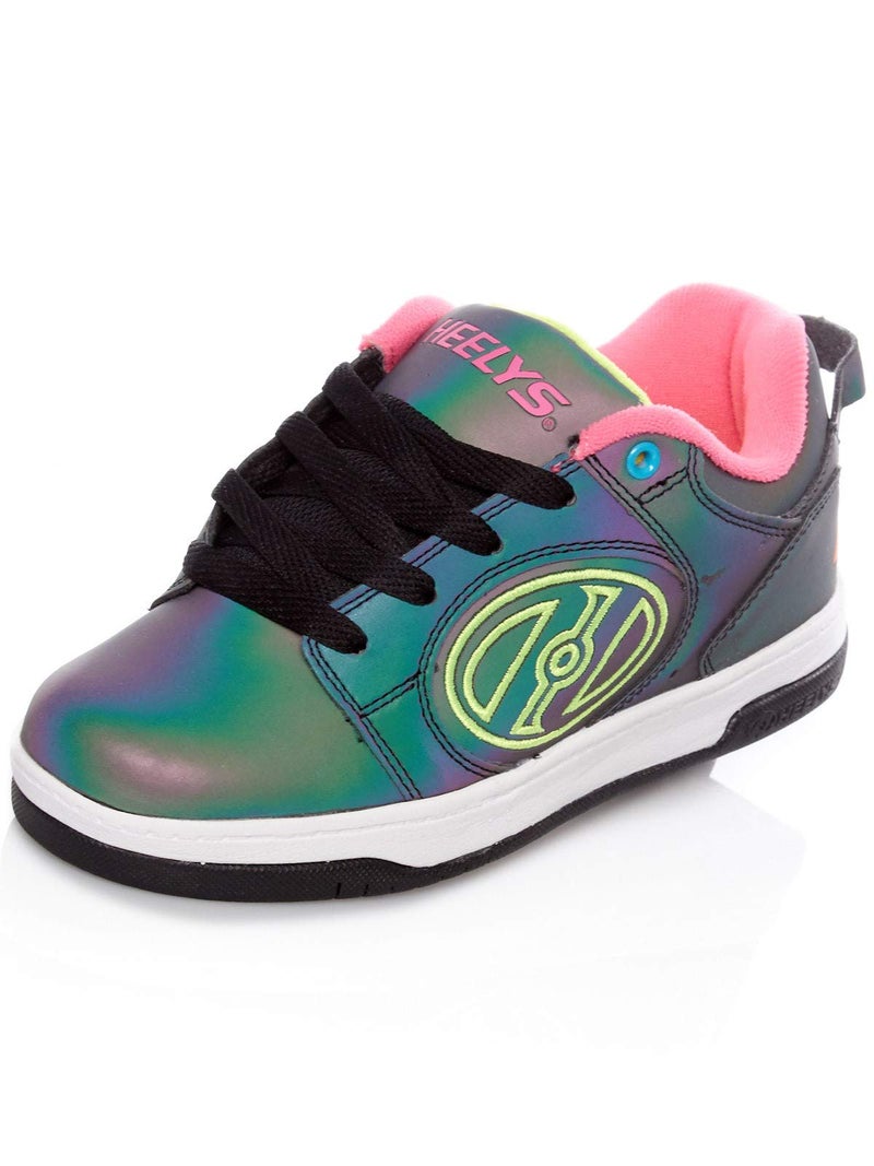 HEELYS Kids Voyager Shoes, Black Reflective/Neon Yellow/Neon Pink, 5 Big Kid US - Image 1